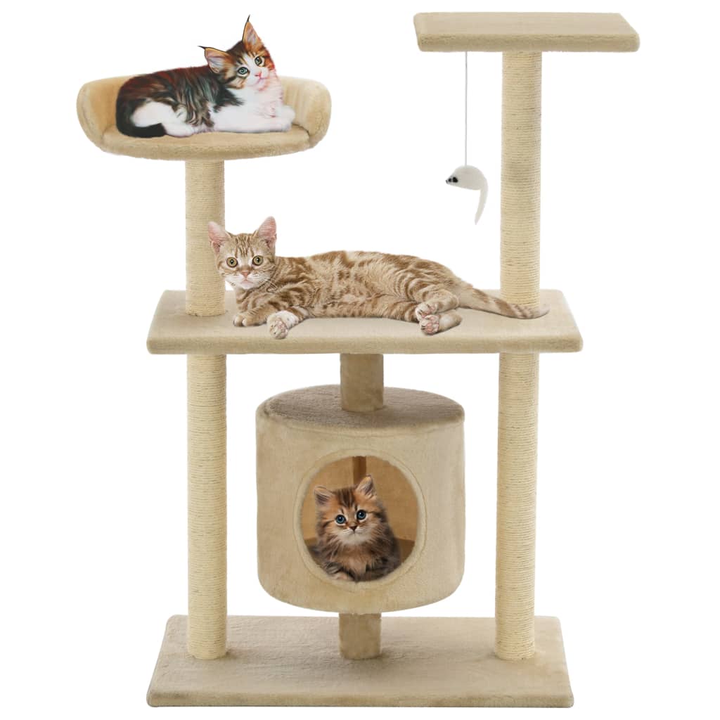 Kattenkrabpaal Met Sisal Krabpalen 95 Cm Pootafdrukken Beige