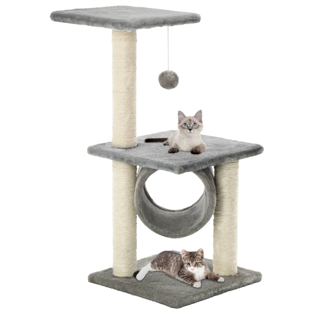 Kattenkrabpaal Met Sisal Krabpalen 65 Cm Pootafdrukken Grijs