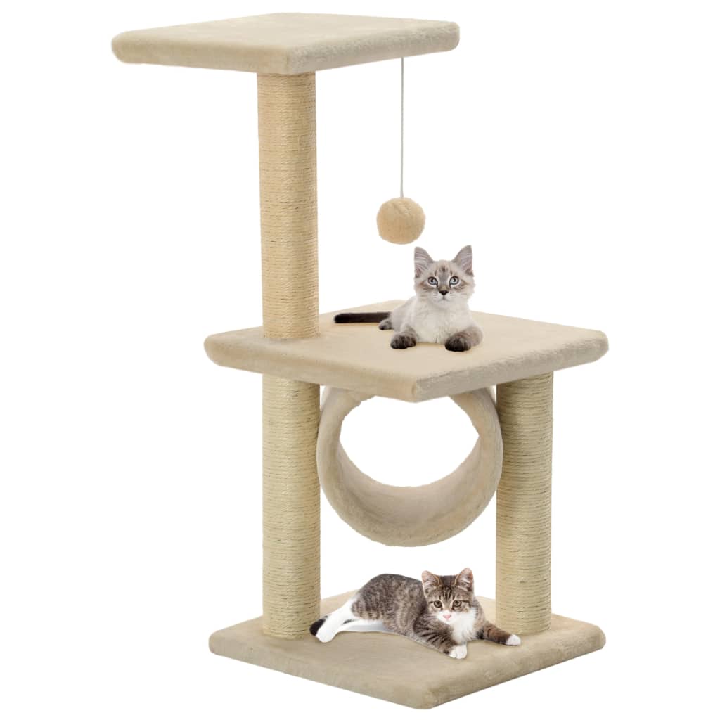Kattenkrabpaal Met Sisal Krabpalen 65 Cm Pootafdrukken Grijs