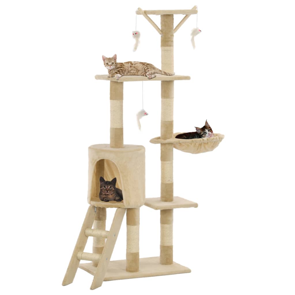 Kattenkrabpaal Met Sisal Krabpalen 138 Cm Pootafdrukken Beige