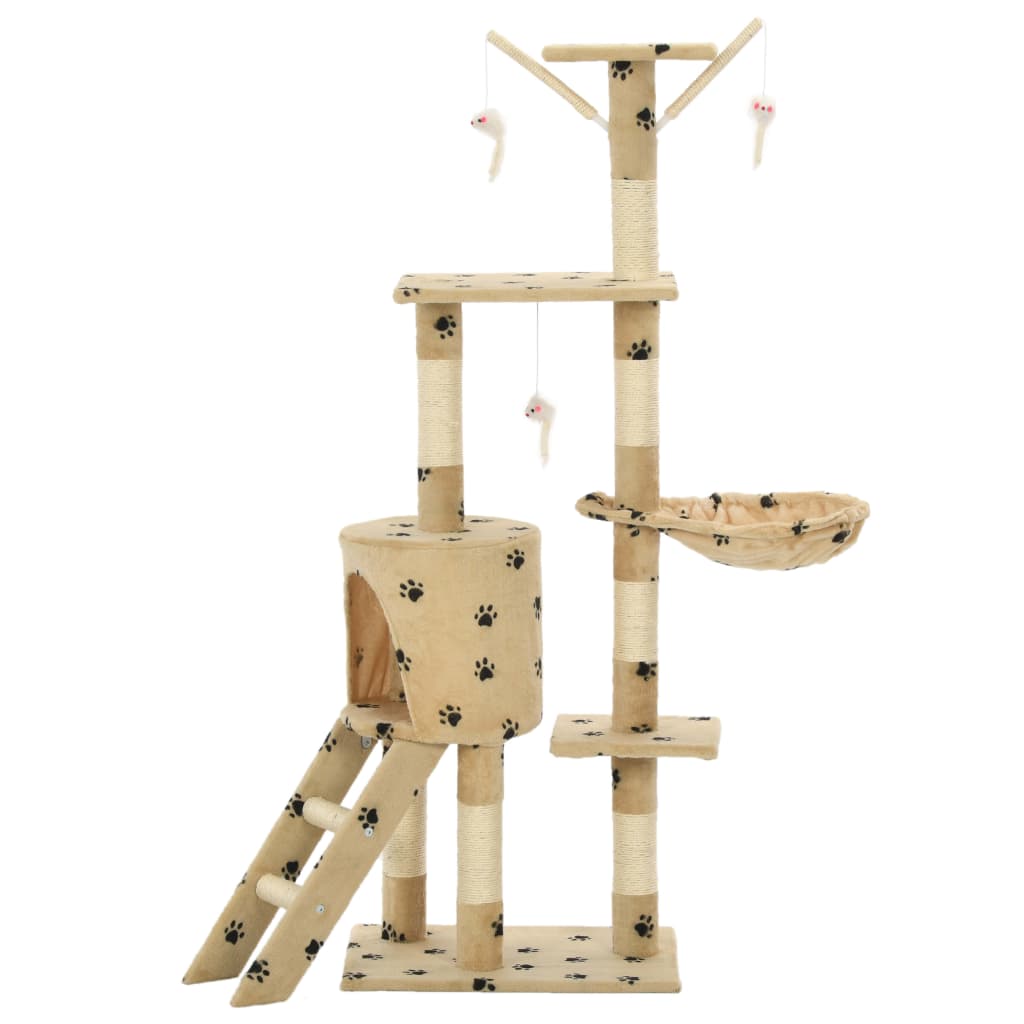 Kattenkrabpaal Met Sisal Krabpalen 138 Cm Pootafdrukken Beige