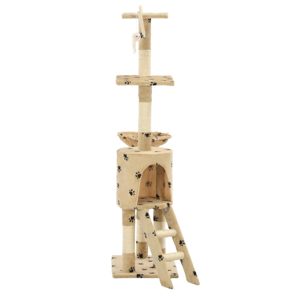 Kattenkrabpaal Met Sisal Krabpalen 138 Cm Pootafdrukken Beige