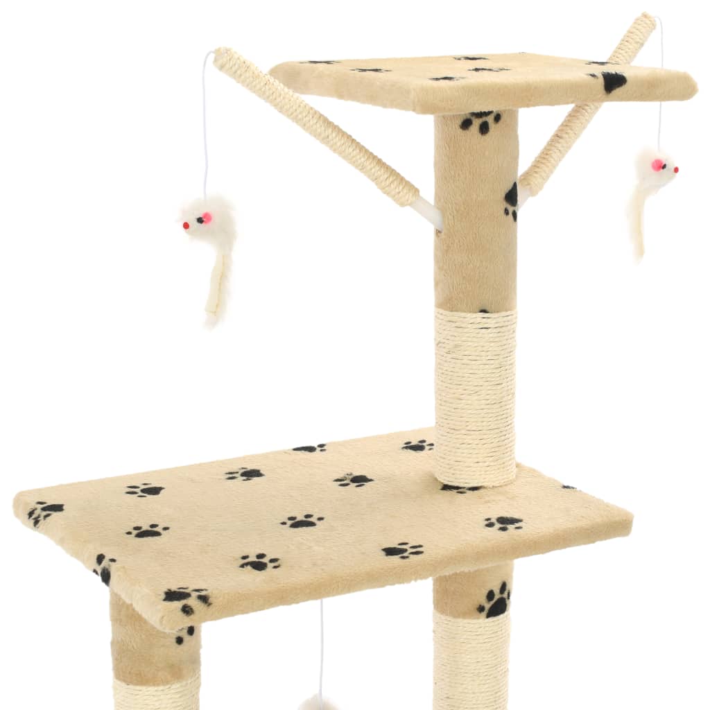 Kattenkrabpaal Met Sisal Krabpalen 138 Cm Pootafdrukken Beige