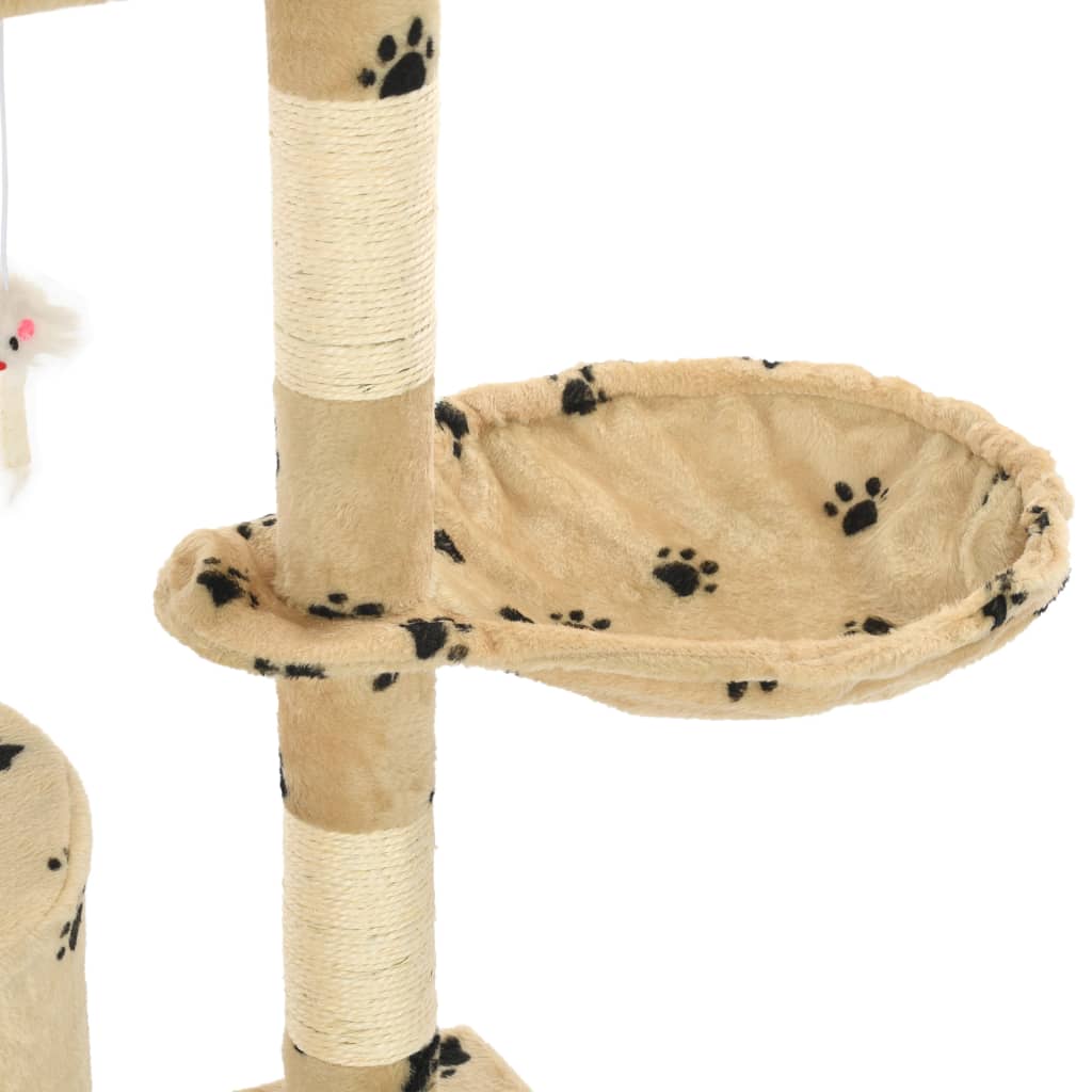 Kattenkrabpaal Met Sisal Krabpalen 138 Cm Pootafdrukken Beige
