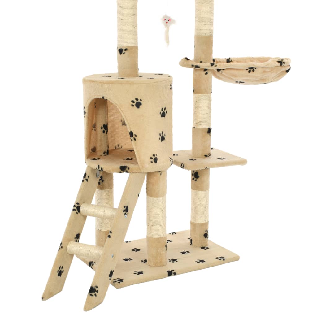 Kattenkrabpaal Met Sisal Krabpalen 138 Cm Pootafdrukken Beige