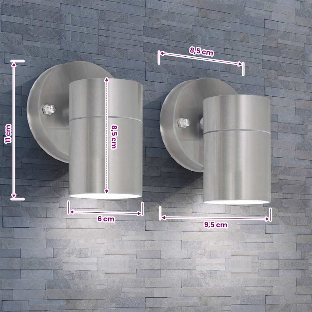 Led-Wandlamp Buiten Neerwaarts Rvs 2 St