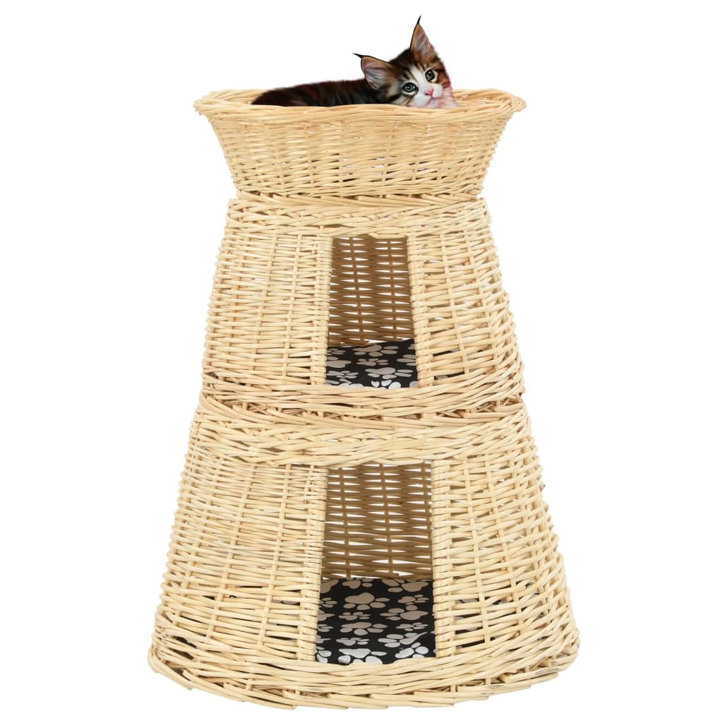 3-Delige Kattenmandenset Met Kussens 47X34X60 Cm Wilgen