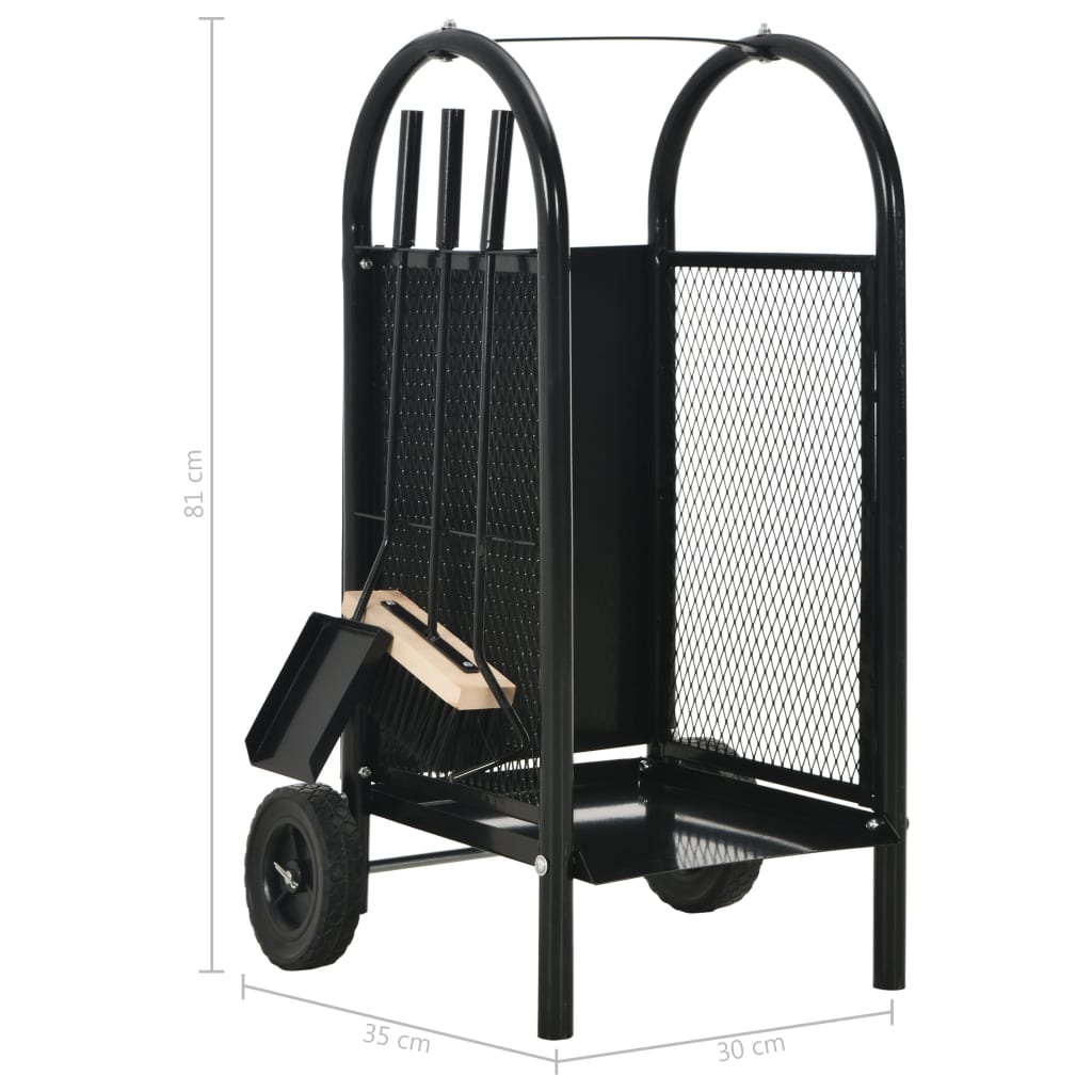Brandhoutkar 30X35X81 Cm Staal Zwart