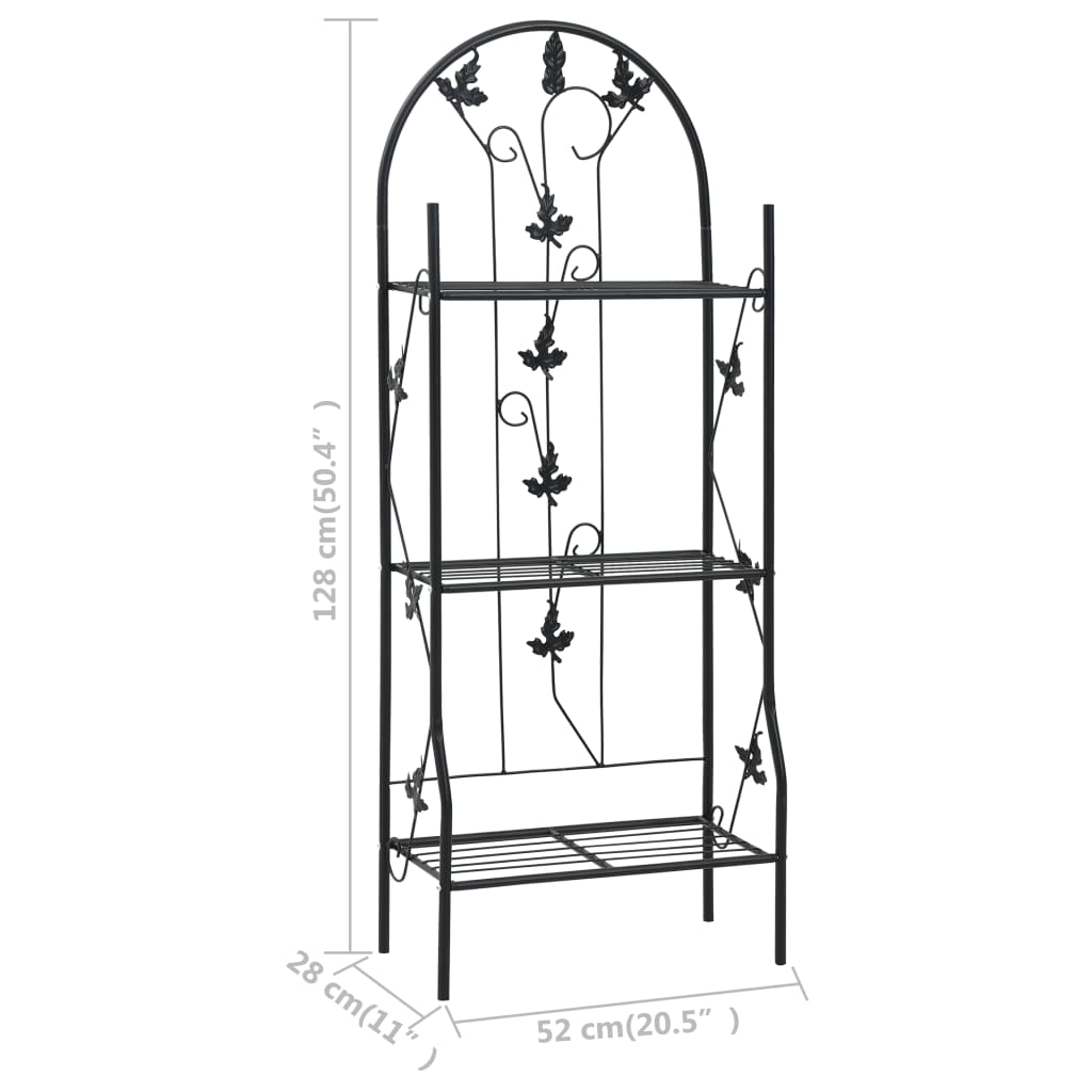 Plantenrek 3-Laags 52X28X128 Cm Ijzer Zwart