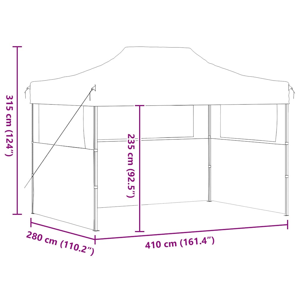 Partytent Met 3 Zijwanden Inklapbaar 3X4 M Staal
