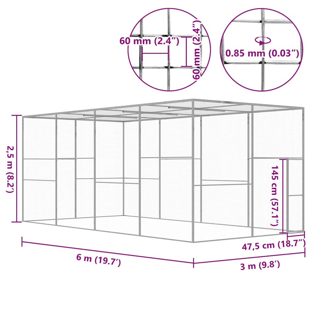Kattenkooi 6X3X2,5 M Gegalvaniseerd Staal