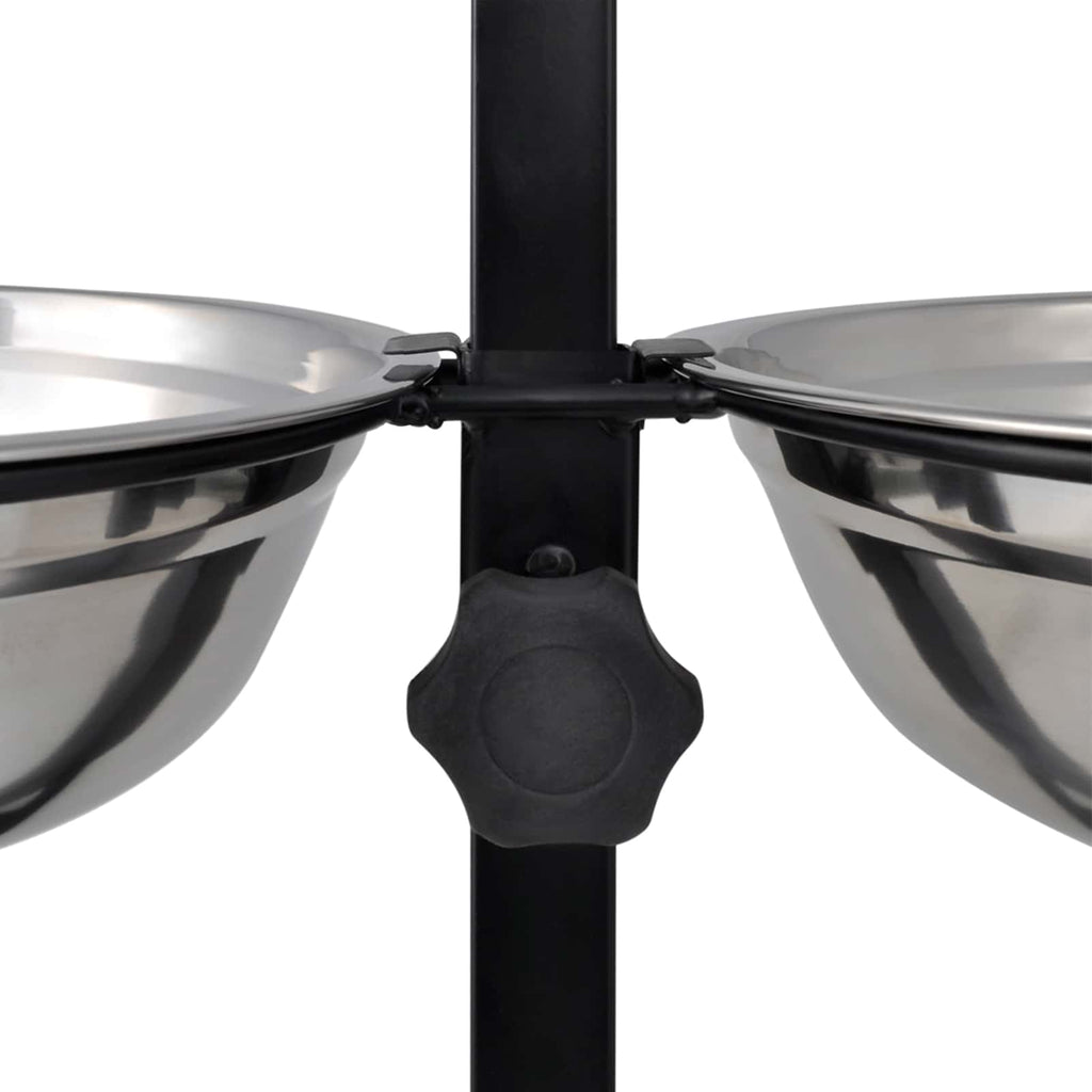 Voerstand En Kom Met Hondenvoer Zilver En Zwart 57,5 X 26 Cm