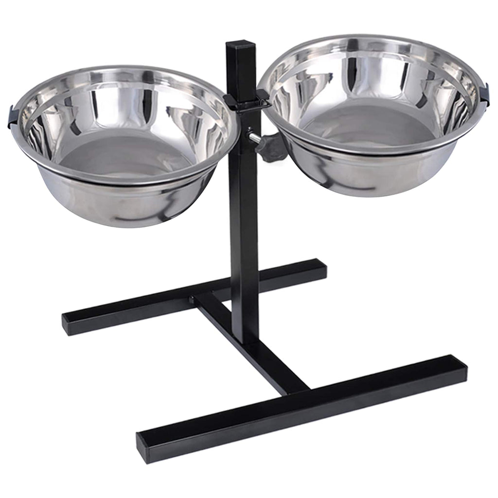 Voerstand En Kom Met Hondenvoer Zilver En Zwart 50 X 29 Cm