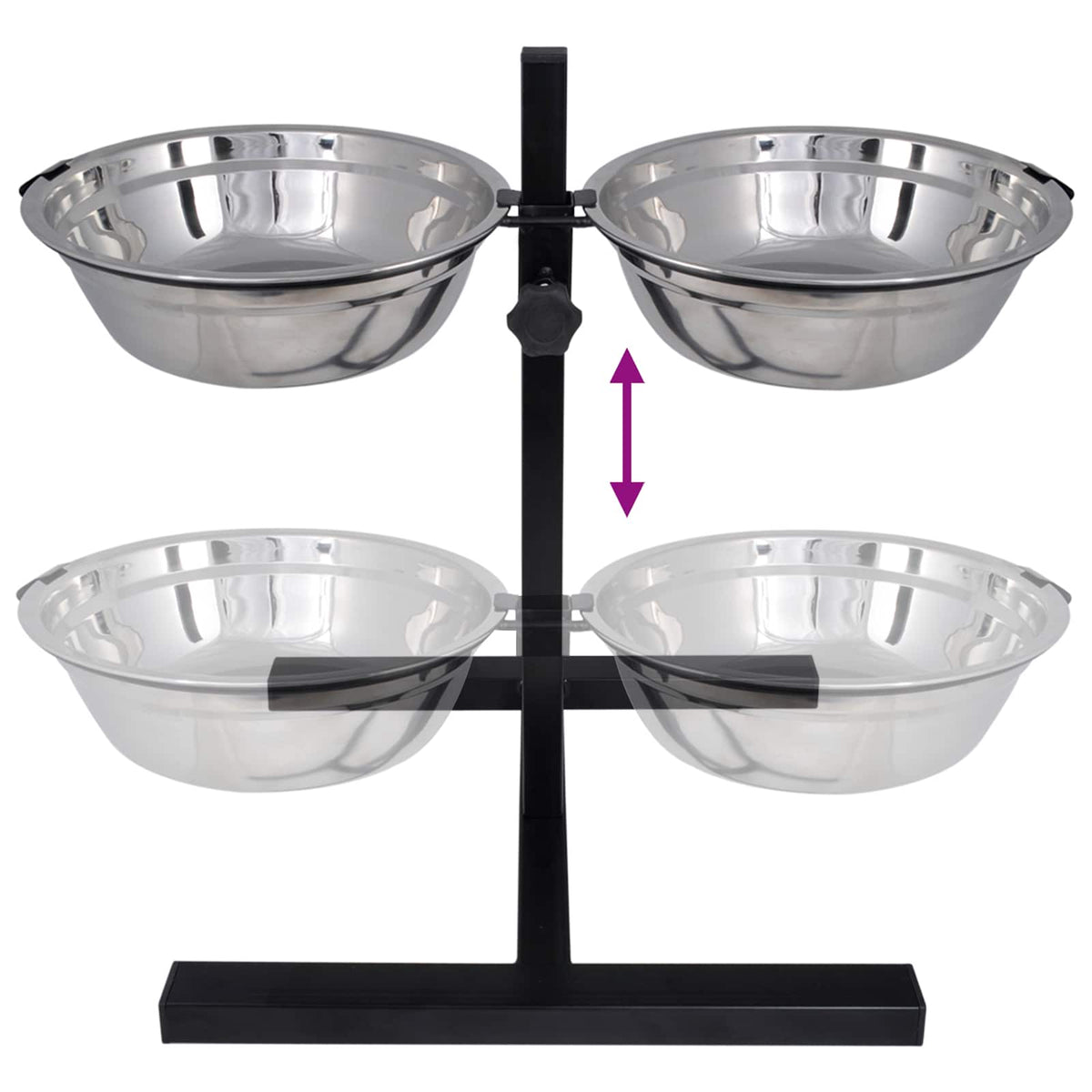 Voerstand En Kom Met Hondenvoer Zilver En Zwart 50 X 29 Cm