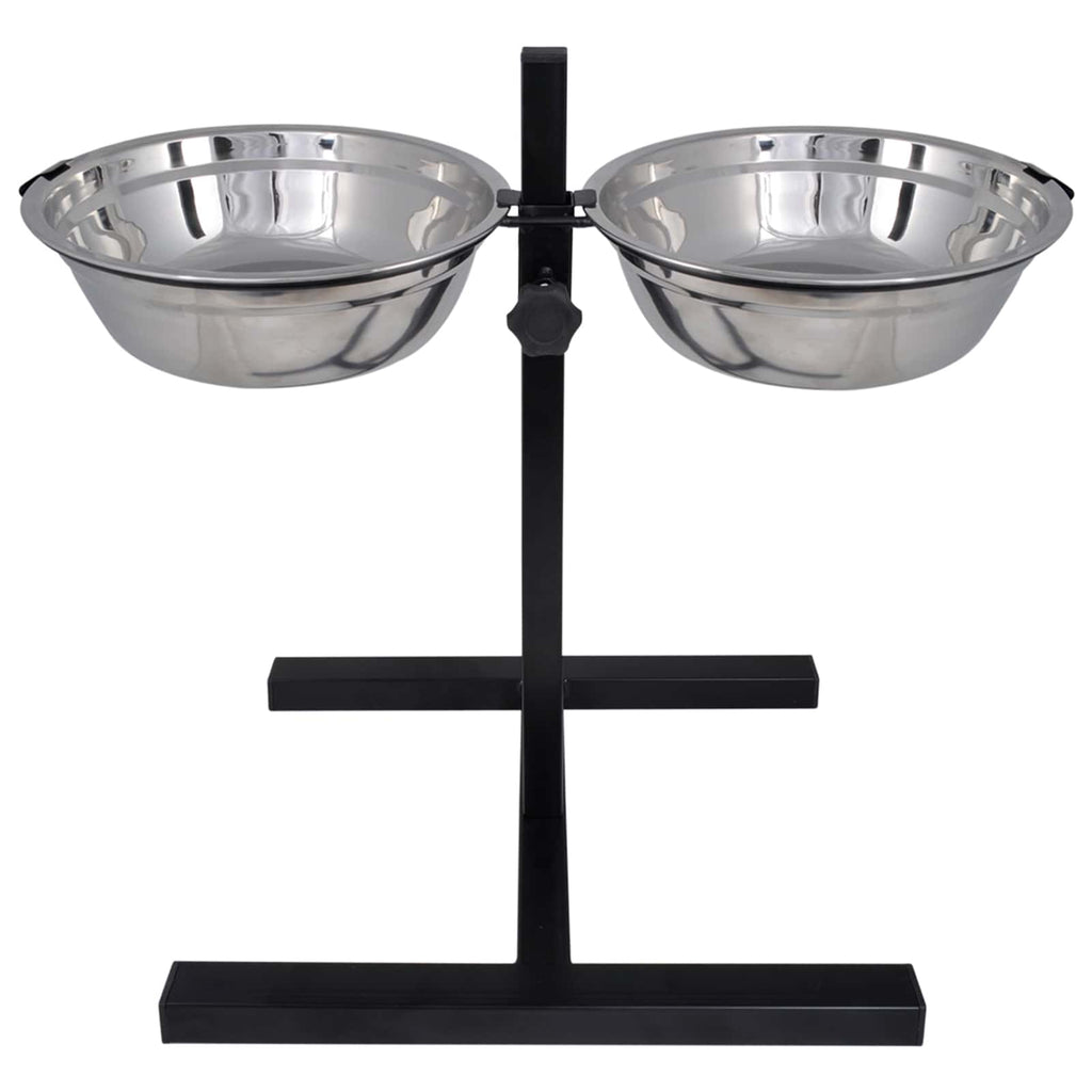Voerstand En Kom Met Hondenvoer Zilver En Zwart 57,5 X 26 Cm