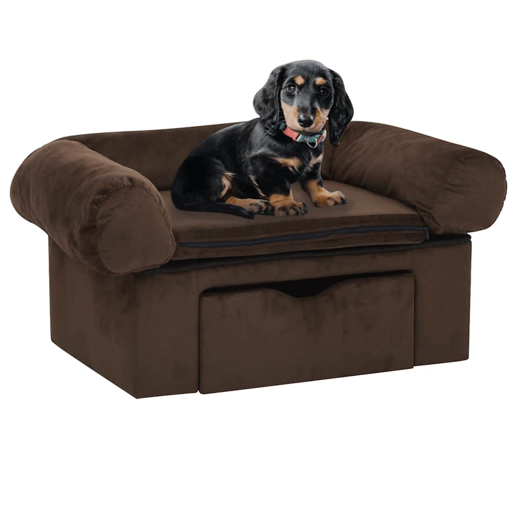 Hondenbank Met Lade 75X50X38 Cm Pluche Kleurig