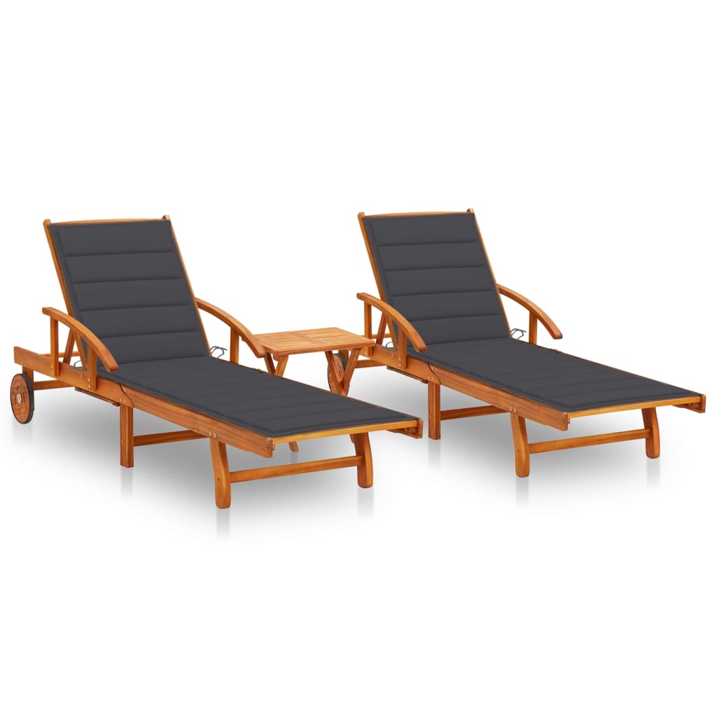 Ligstoelen 2 St Met Kussens Massief Acaciahout