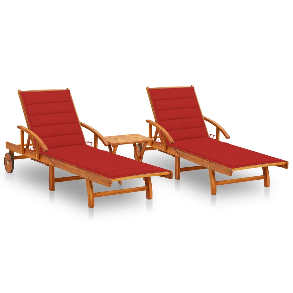 Ligstoelen 2 St Met Kussens Massief Acaciahout