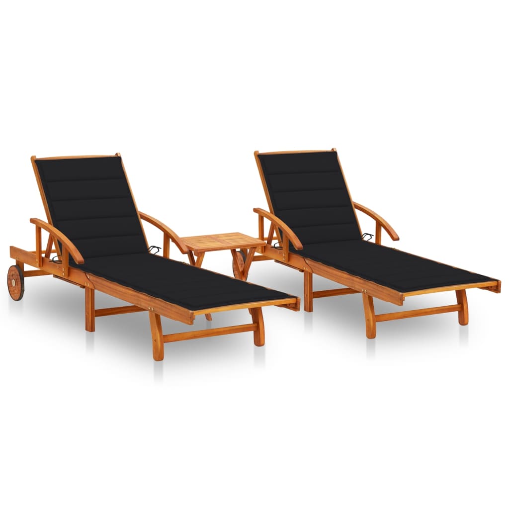 Ligstoelen 2 St Met Kussens Massief Acaciahout