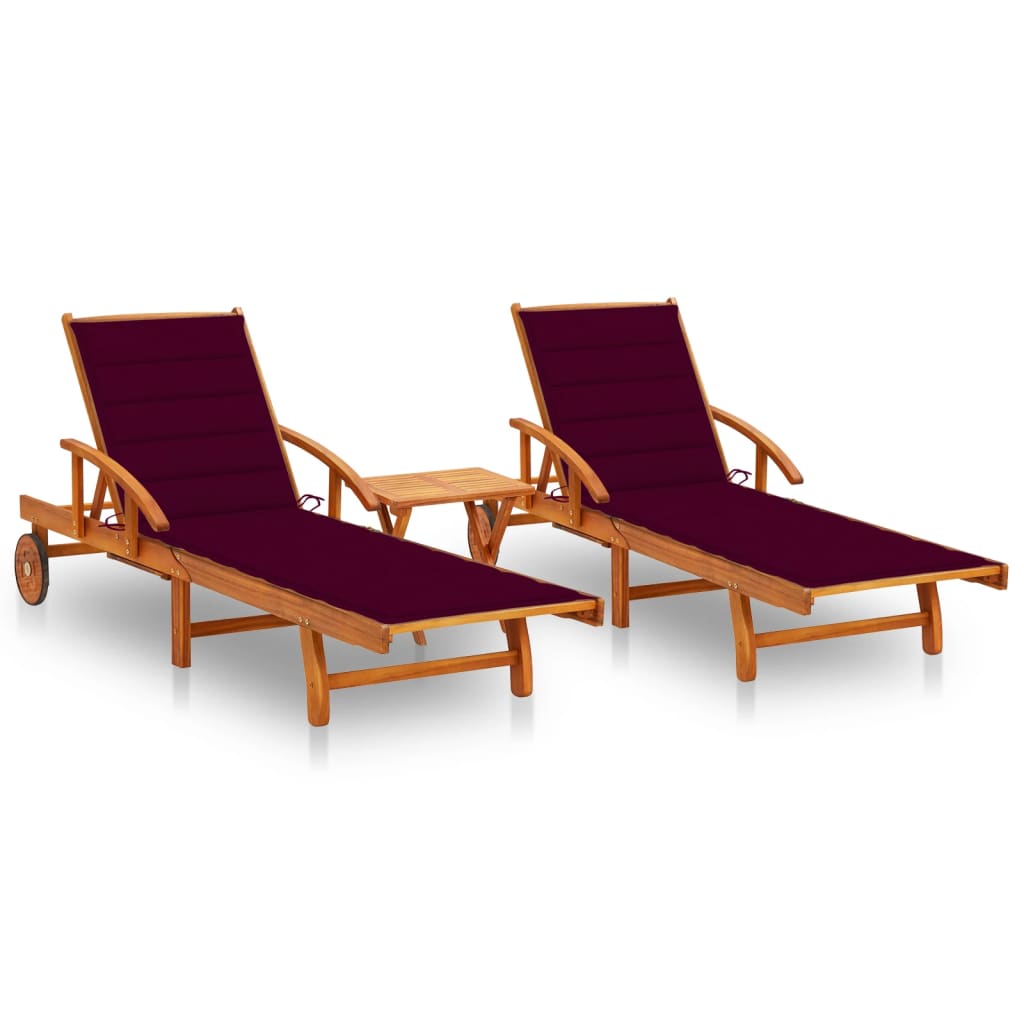 Ligstoelen 2 St Met Kussens Massief Acaciahout