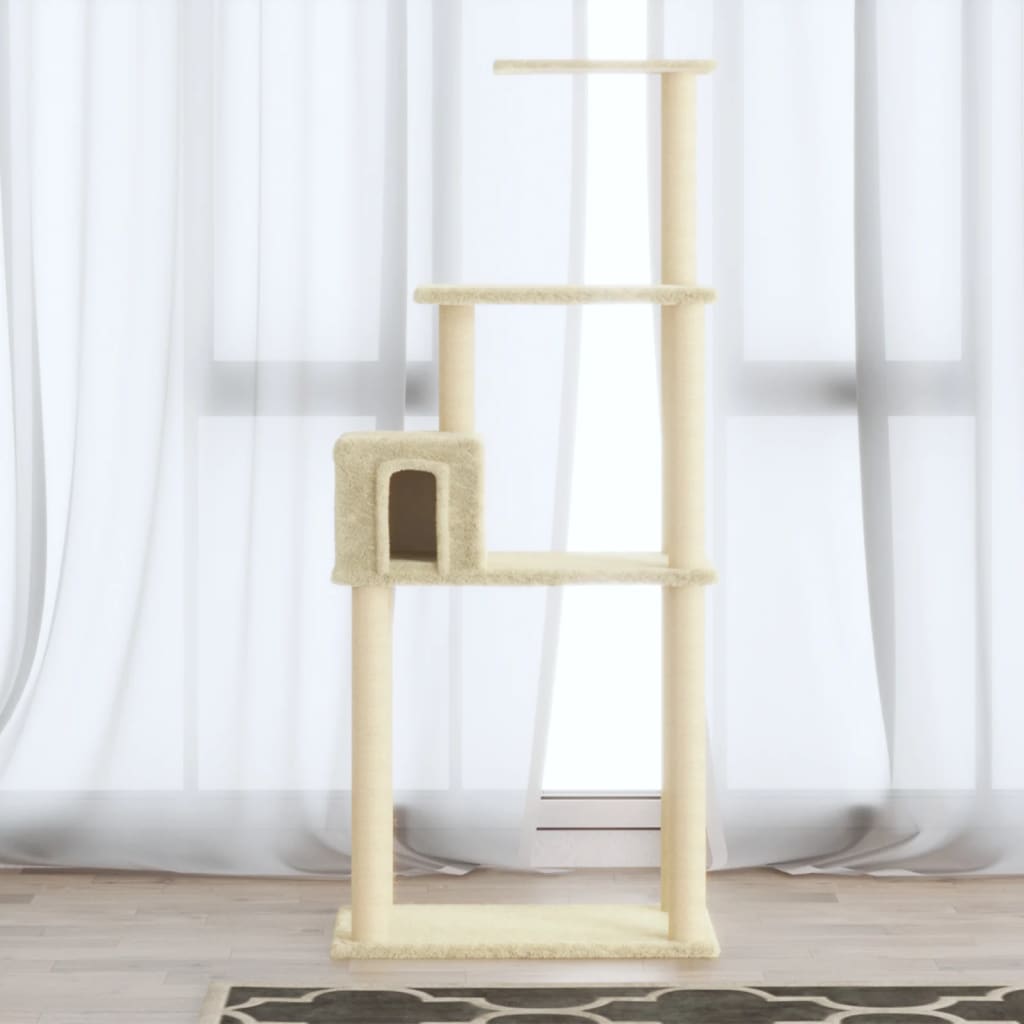 Kattenkrabpaal Met Sisal Krabpalen 147 Cm Crèmekleurig