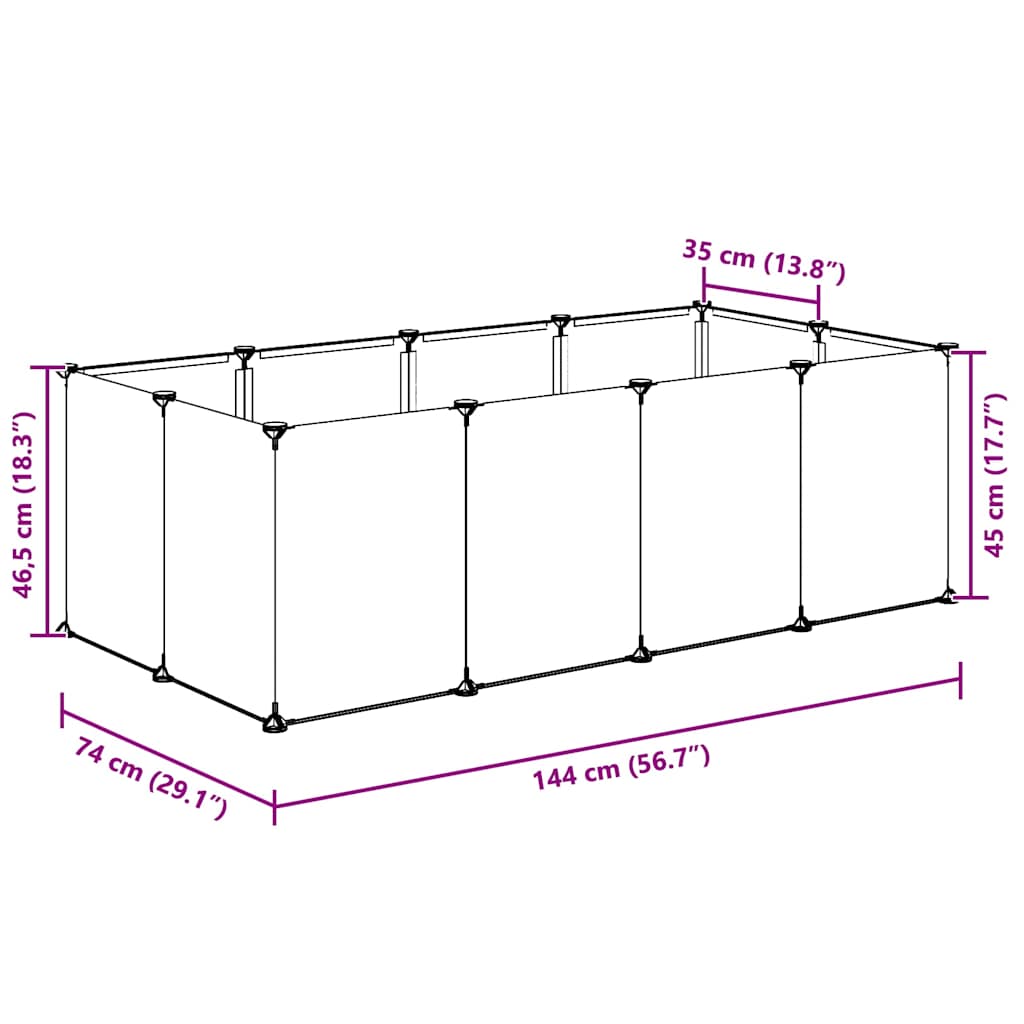Dierenhok Klein 144X74X46,5 Cm Polypropeen En Staal Transparant