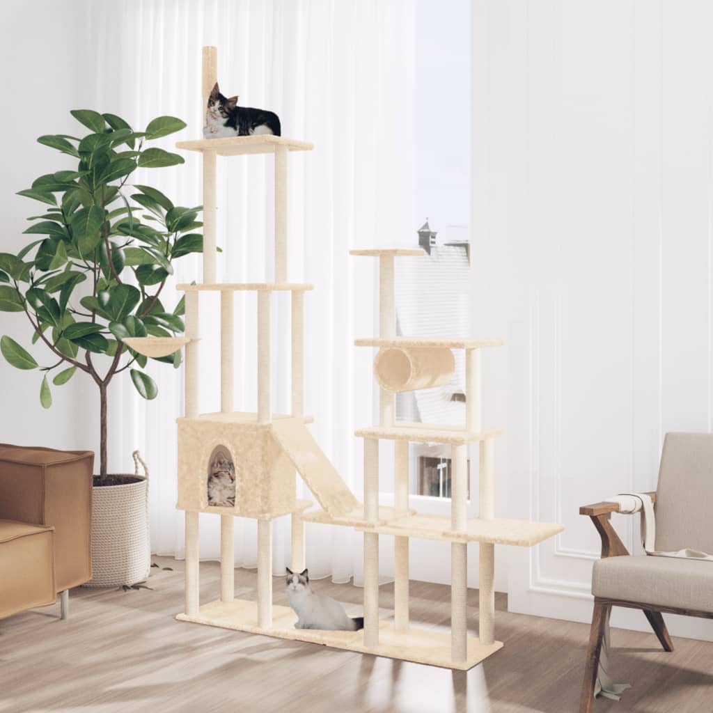 Kattenmeubel Met Sisal Krabpalen 279 Cm Crèmekleurig