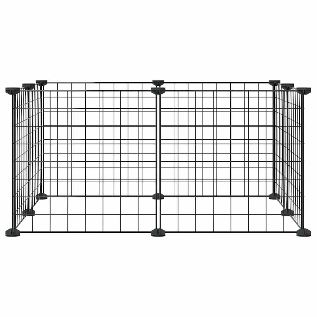 Huisdierkooi Met 8 Panelen, Zwart, 70X70X35 Cm, Staal