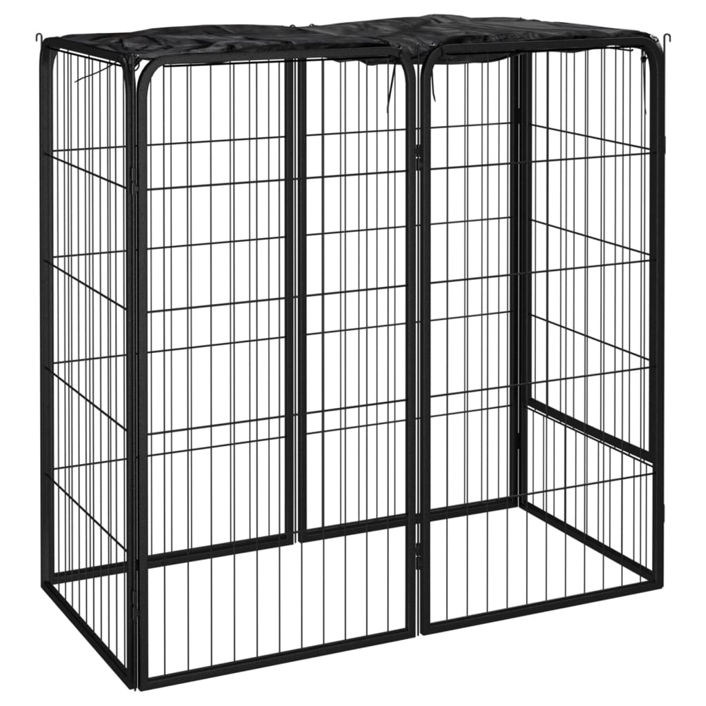 Hondenkennel 14 Panelen 50 X 100 Cm Gepoedercoat Staal Zwart
