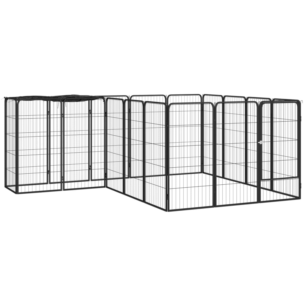 Hondenkennel 14 Panelen 50 X 100 Cm Gepoedercoat Staal Zwart
