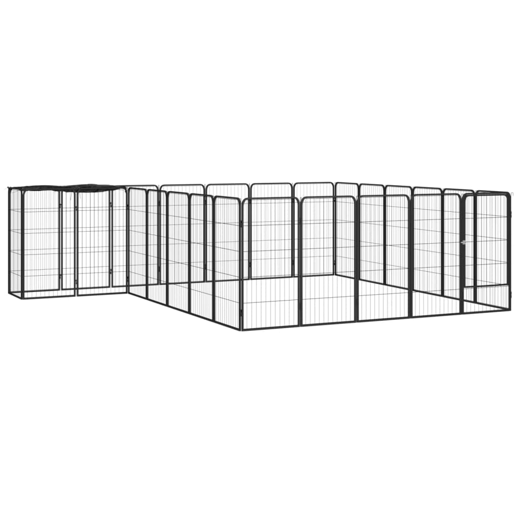 Hondenkennel 14 Panelen 50 X 100 Cm Gepoedercoat Staal Zwart