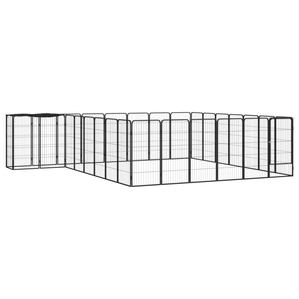 Hondenkennel 14 Panelen 50 X 100 Cm Gepoedercoat Staal Zwart
