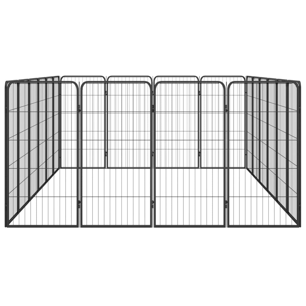 Hondenkennel 20 Panelen 50 X 100 Cm Gepoedercoat Staal Zwart