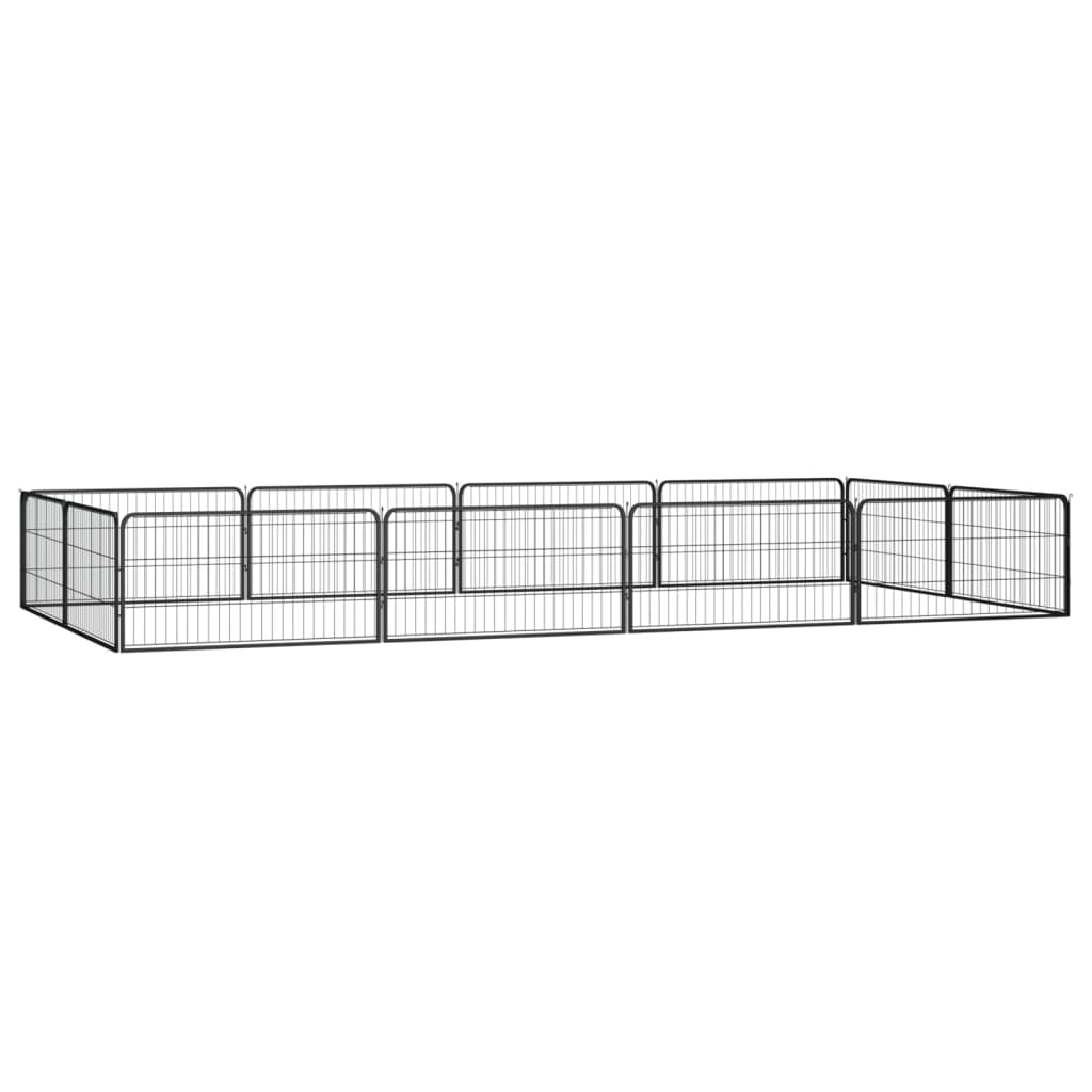 Hondenkennel 8 Panelen 100X50 Cm Gepoedercoat Staal Zwart