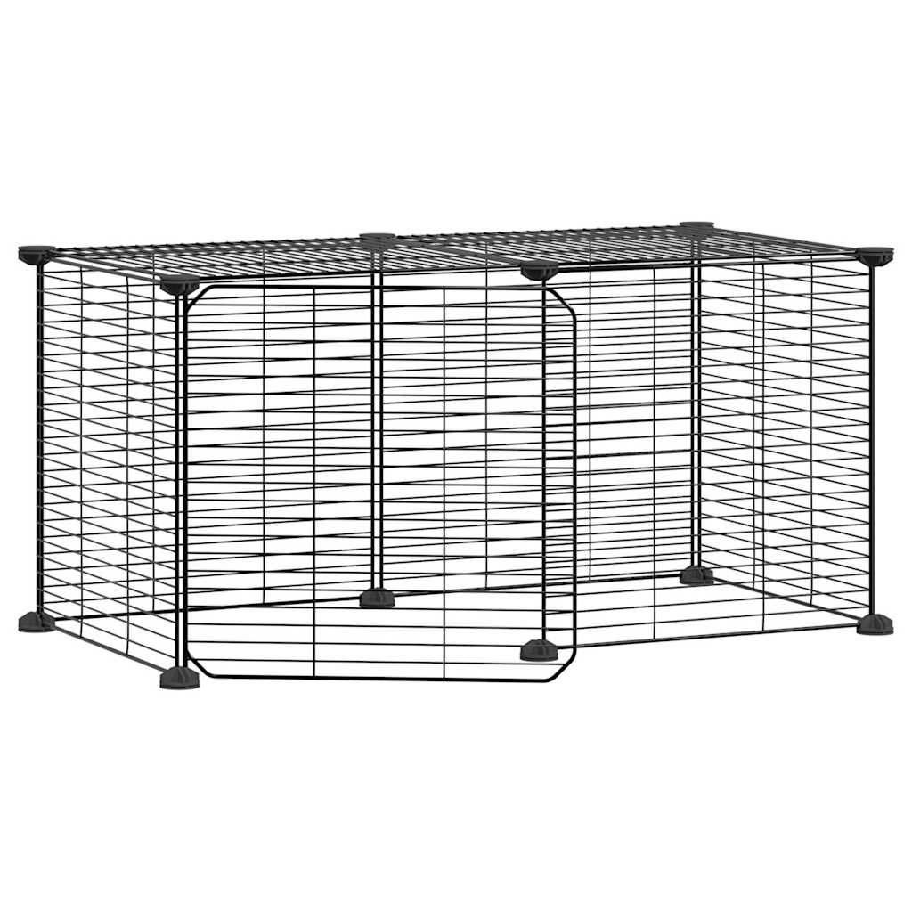 Huisdierenkooi Met Deur 8 Panelen 70X35X35 Cm Staal Zwart