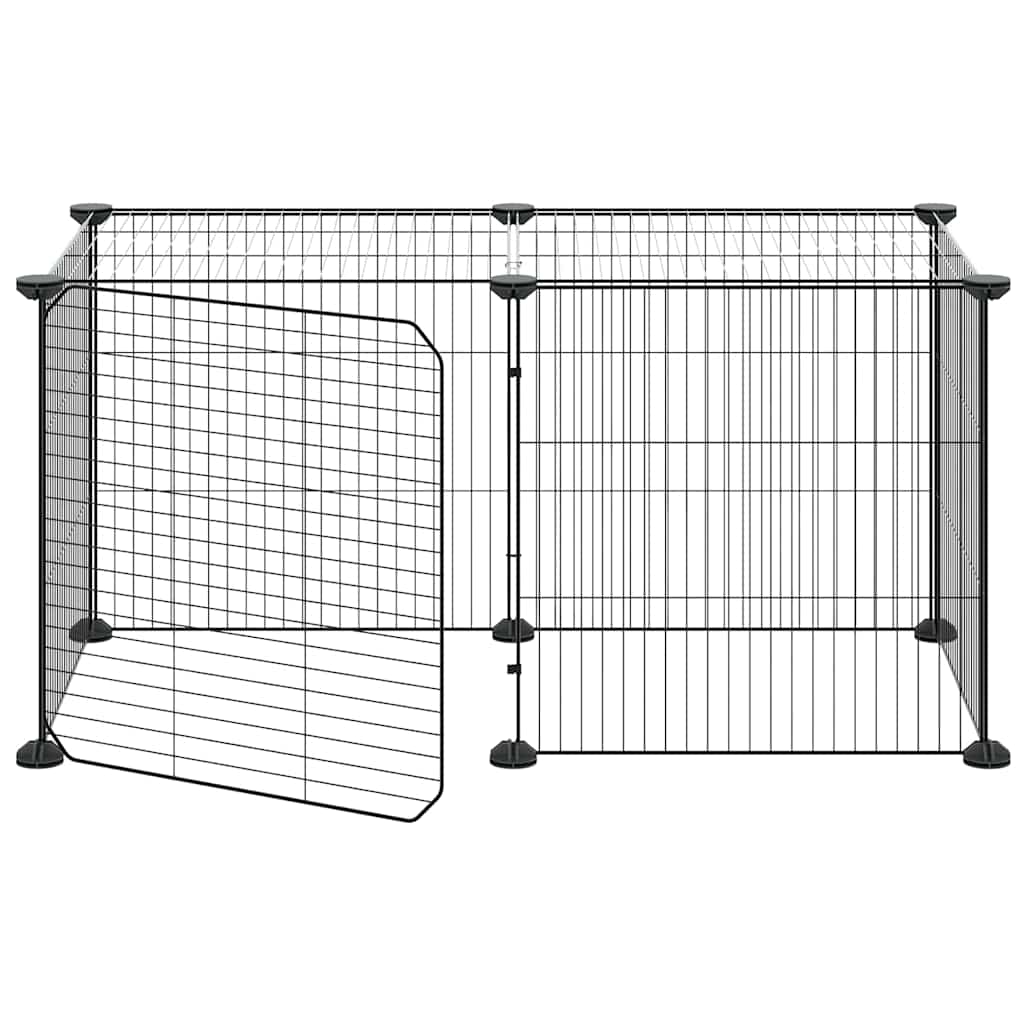 Huisdierenkooi Met Deur 8 Panelen 70X35X35 Cm Staal Zwart