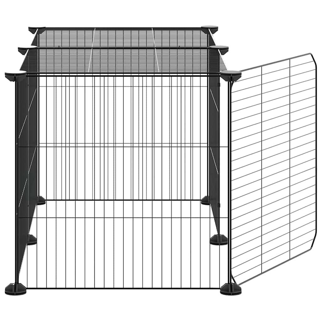 Huisdierenkooi Met Deur 8 Panelen 70X35X35 Cm Staal Zwart