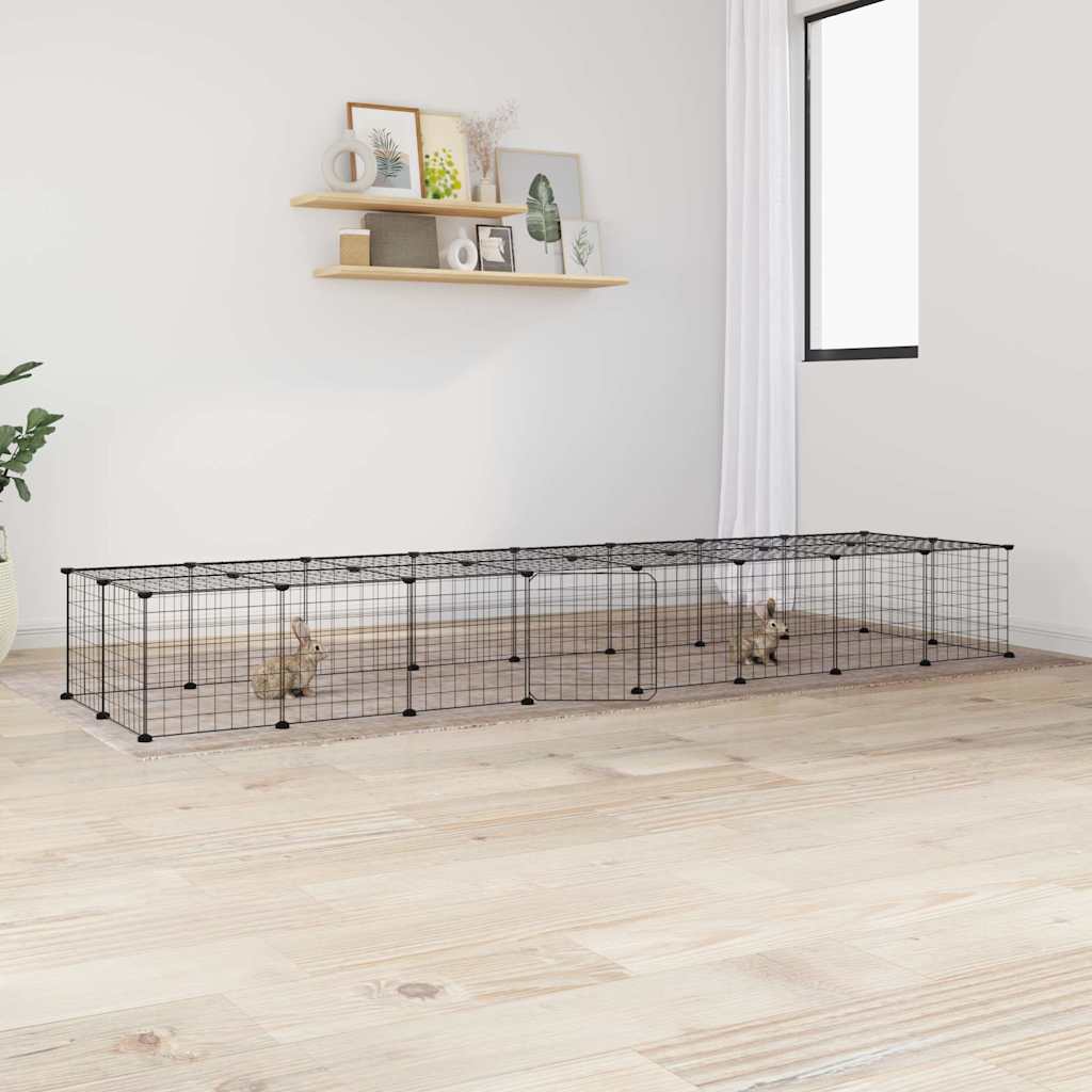 Huisdierenkooi Met Deur 8 Panelen 70X35X35 Cm Staal Zwart