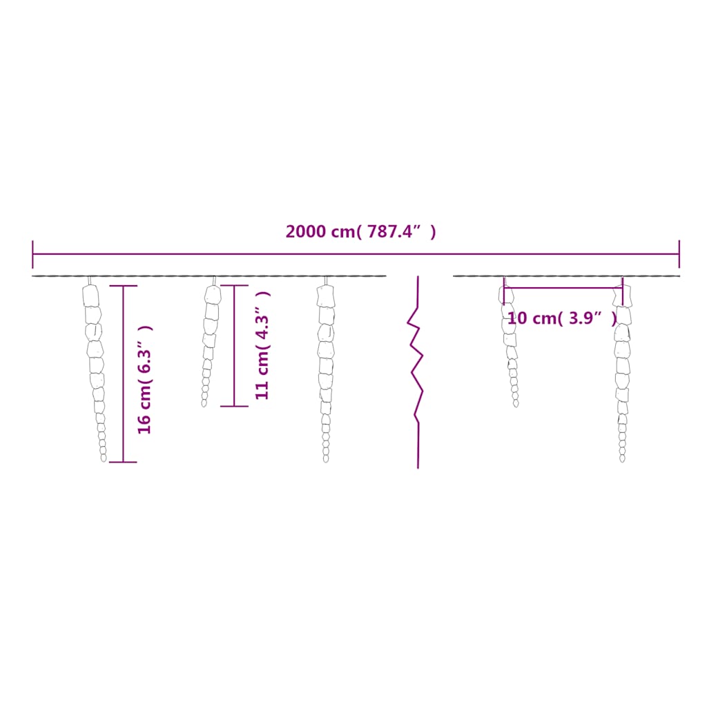 Kerst Ijspegellamp 200 Led's Koud Wit 20 M Acryl Pvc