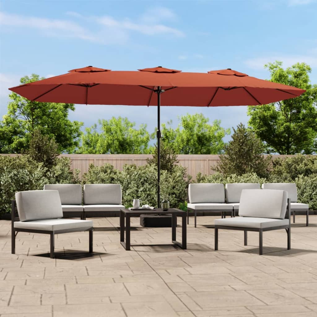 Parasol Dubbel Dak Met Led 449X265 Cm Kleurig