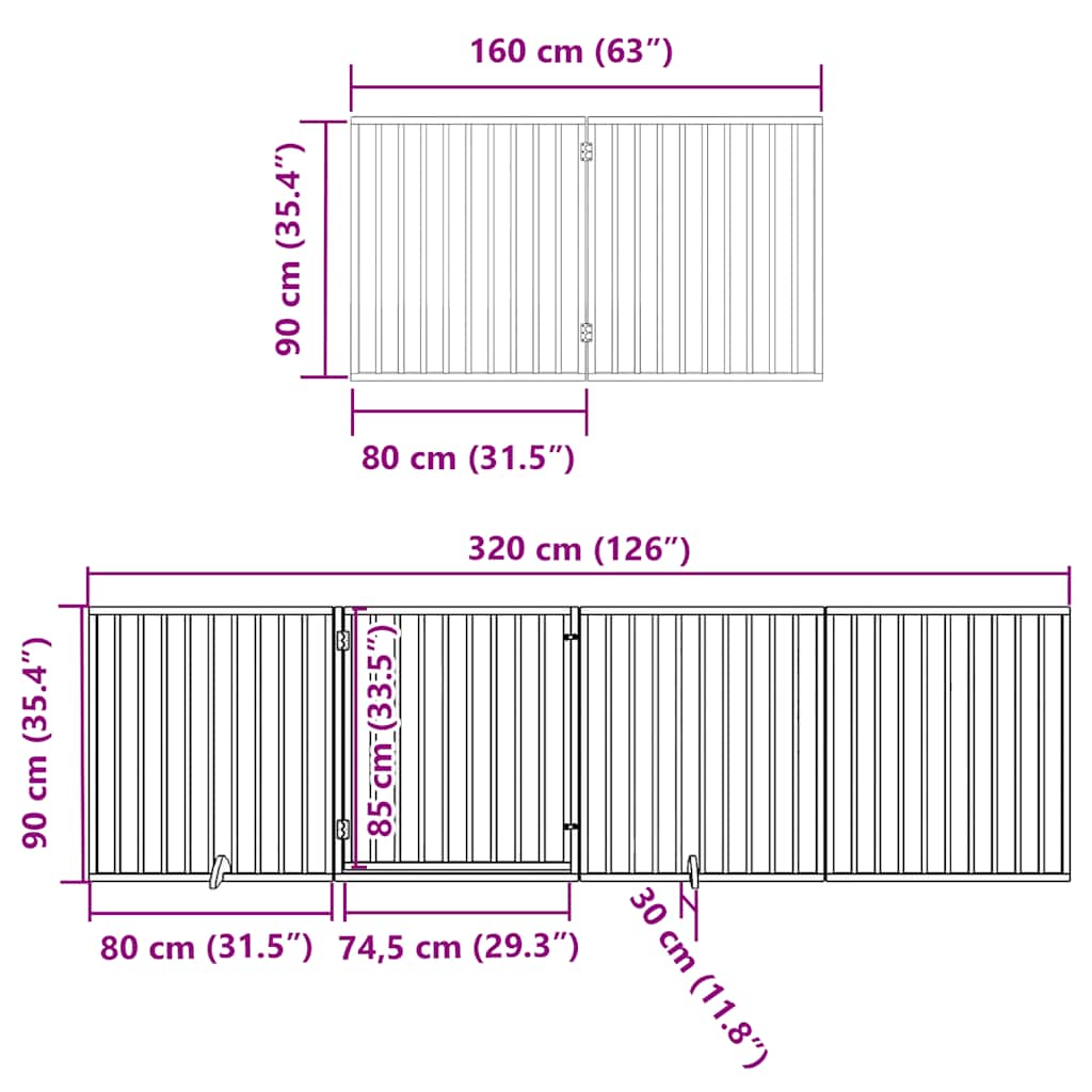 Hondenhek Inklapbaar 8 Panelen 640 Cm Populierenhout