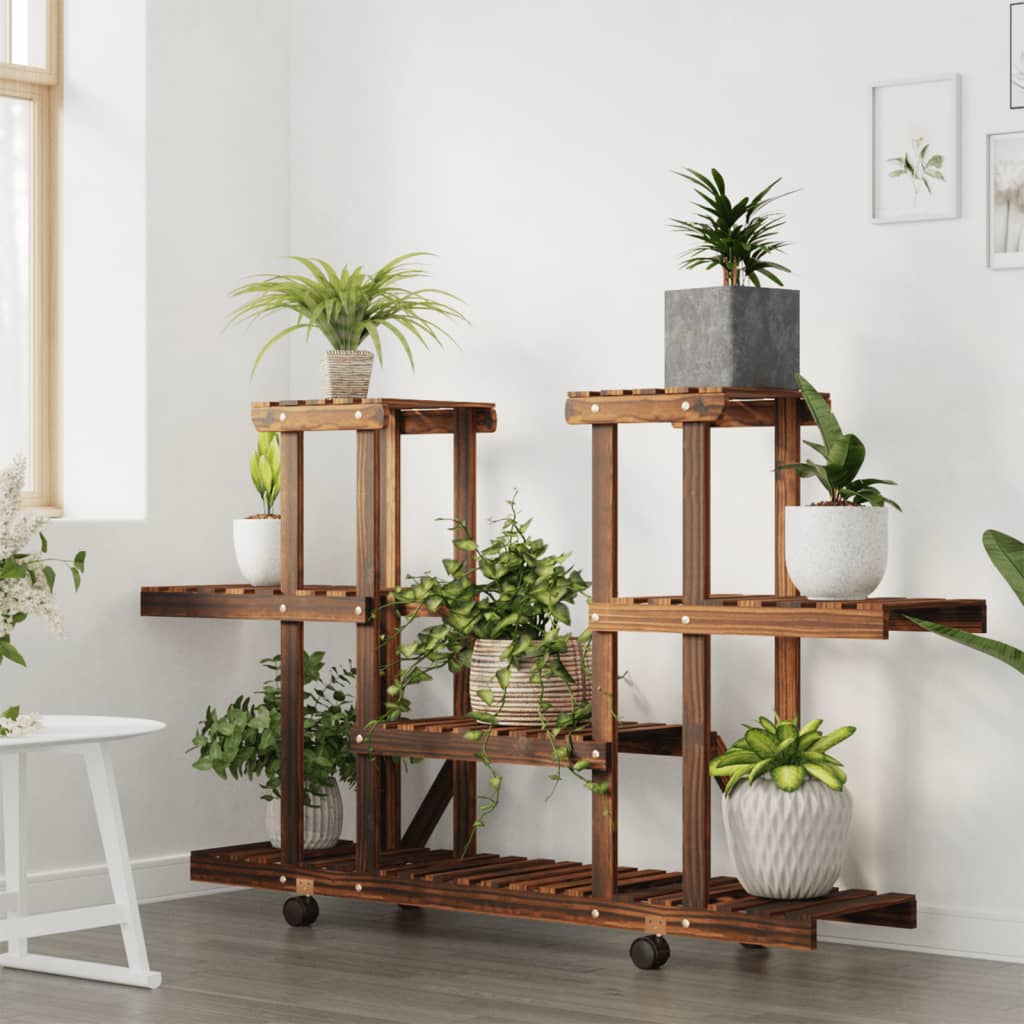 Plantenstandaard Met Wielen Massief Vurenhout