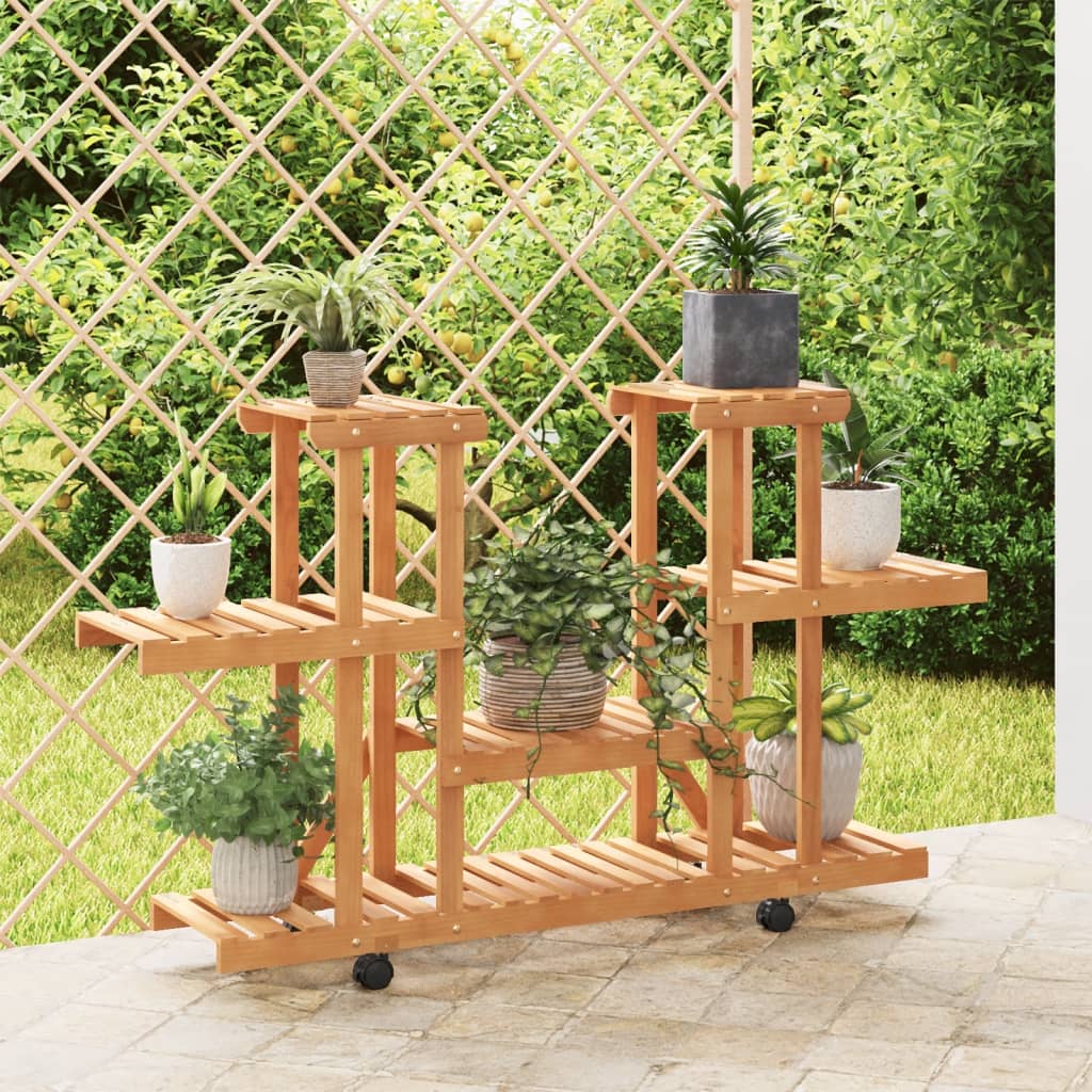 Plantenstandaard Met Wielen Massief Vurenhout