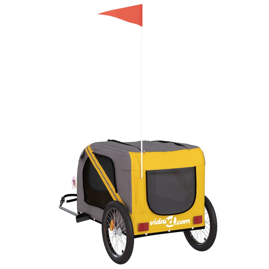 Hondenfietstrailer Oxford Stof En Ijzer En Grijs