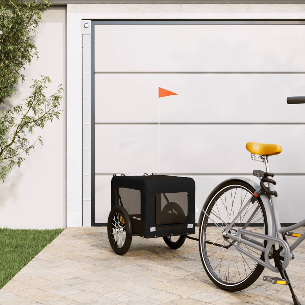 Hondenfietstrailer Oxford Stof En Ijzer En Zwart