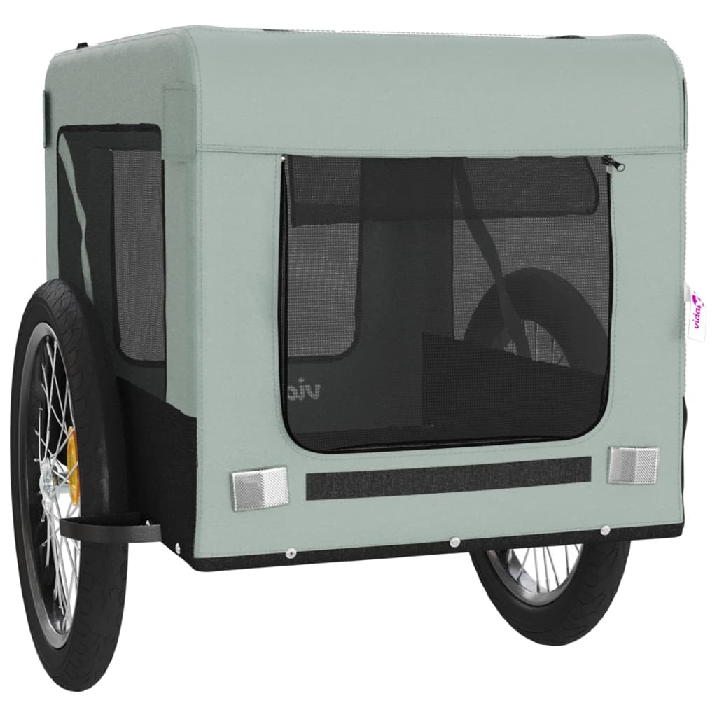 Hondenfietstrailer Oxfordstof En Ijzer Grijs En Zwart