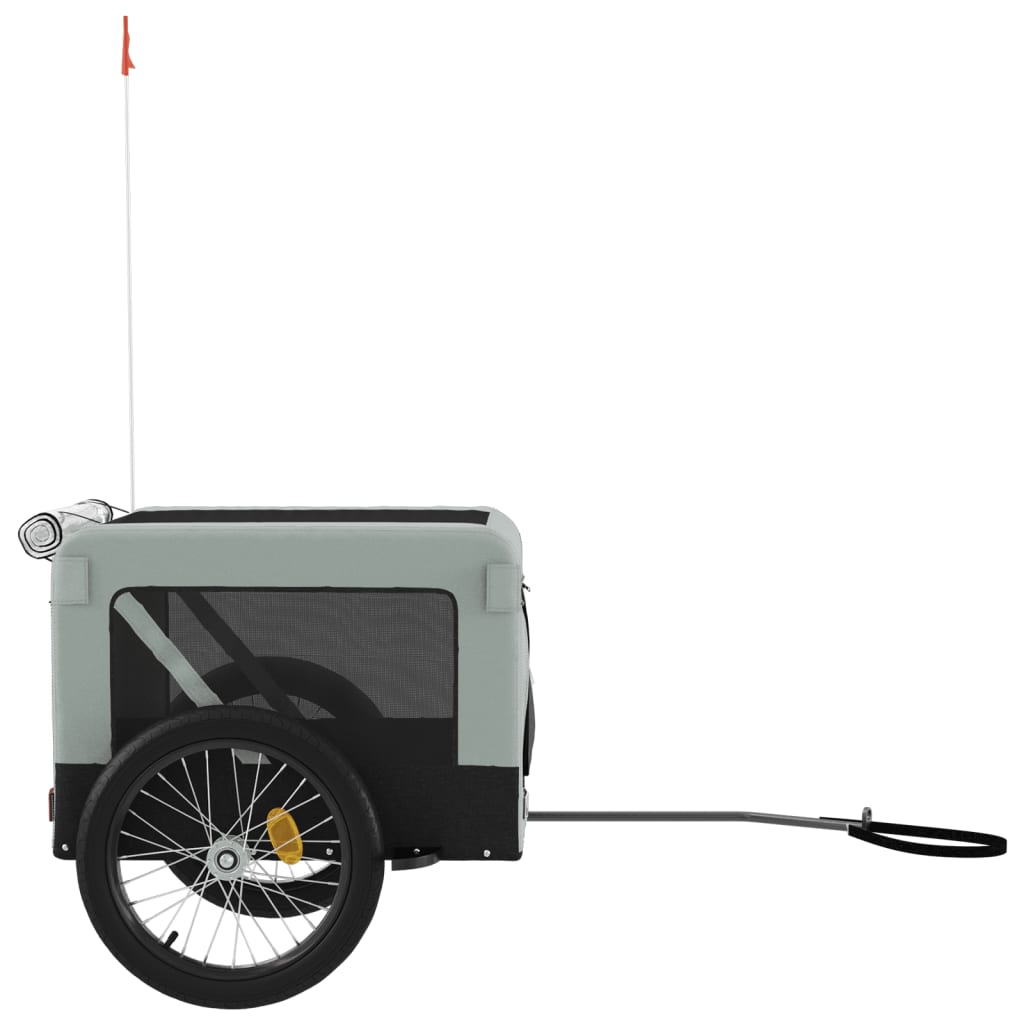 Hondenfietstrailer Oxfordstof En Ijzer Grijs En Zwart