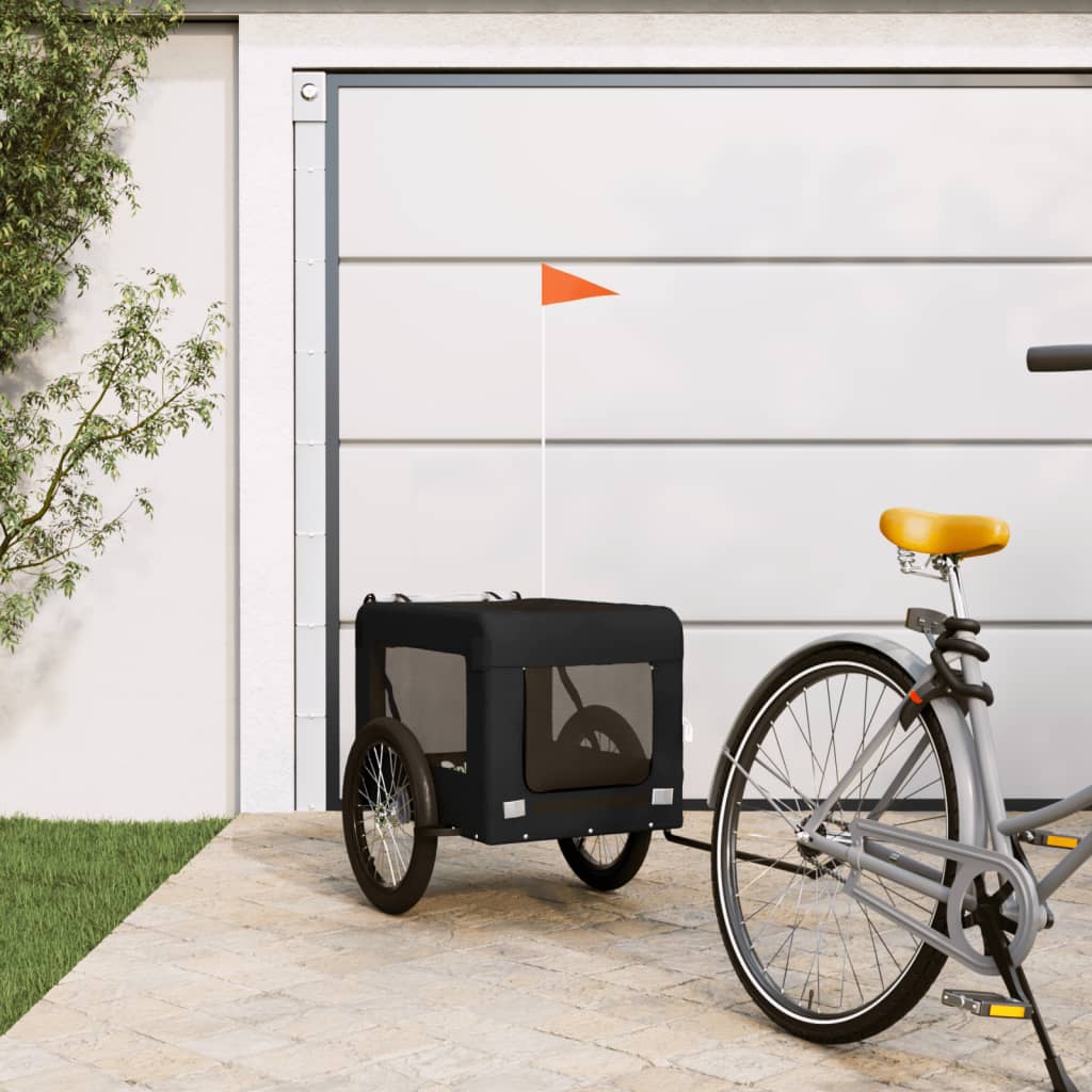Hondenfietstrailer Oxford Stof En Ijzer En Zwart