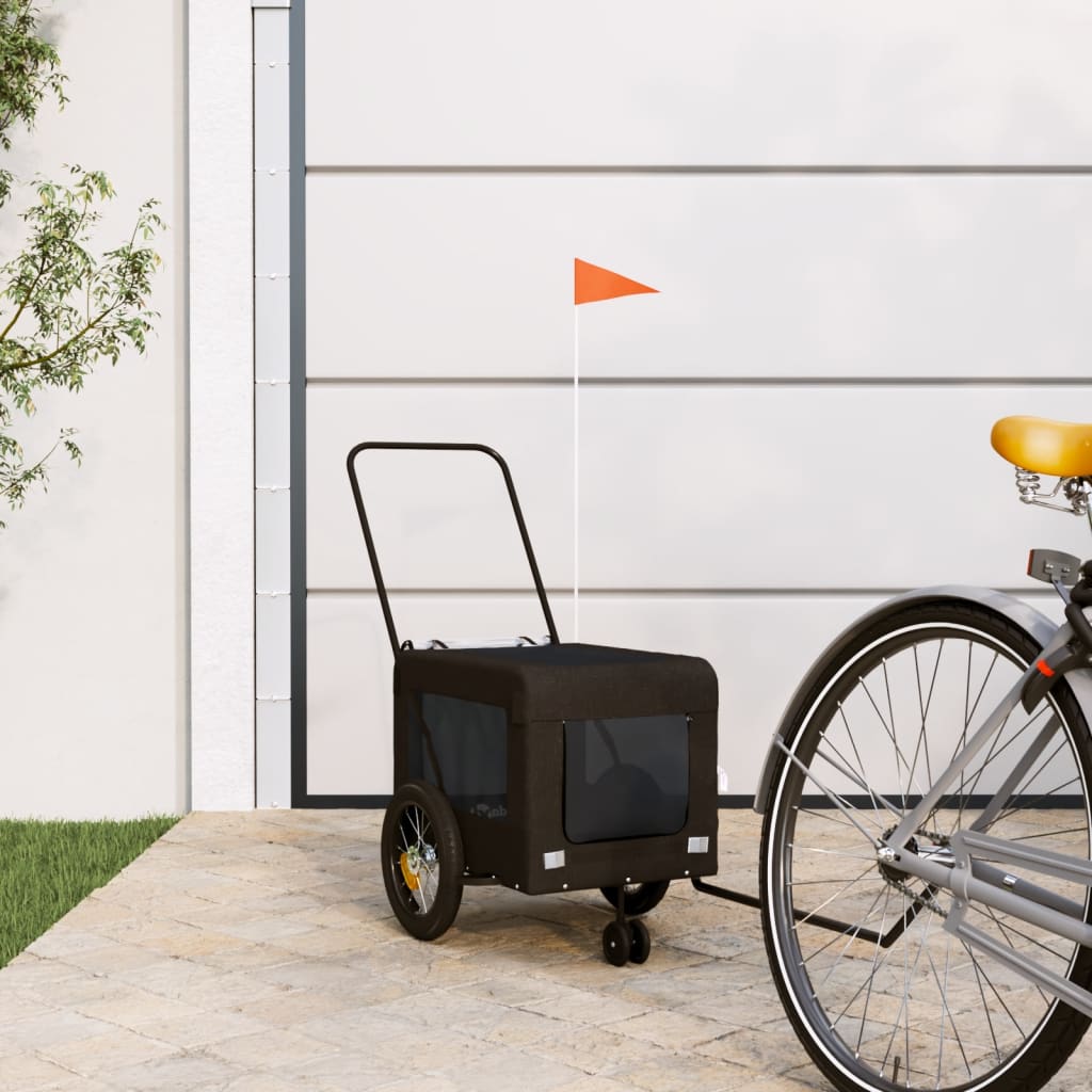 Hondenfietstrailer Oxford Stof En Ijzer En Zwart
