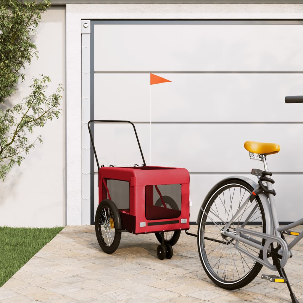 Hondenfietstrailer Oxford Stof En Ijzer En Zwart